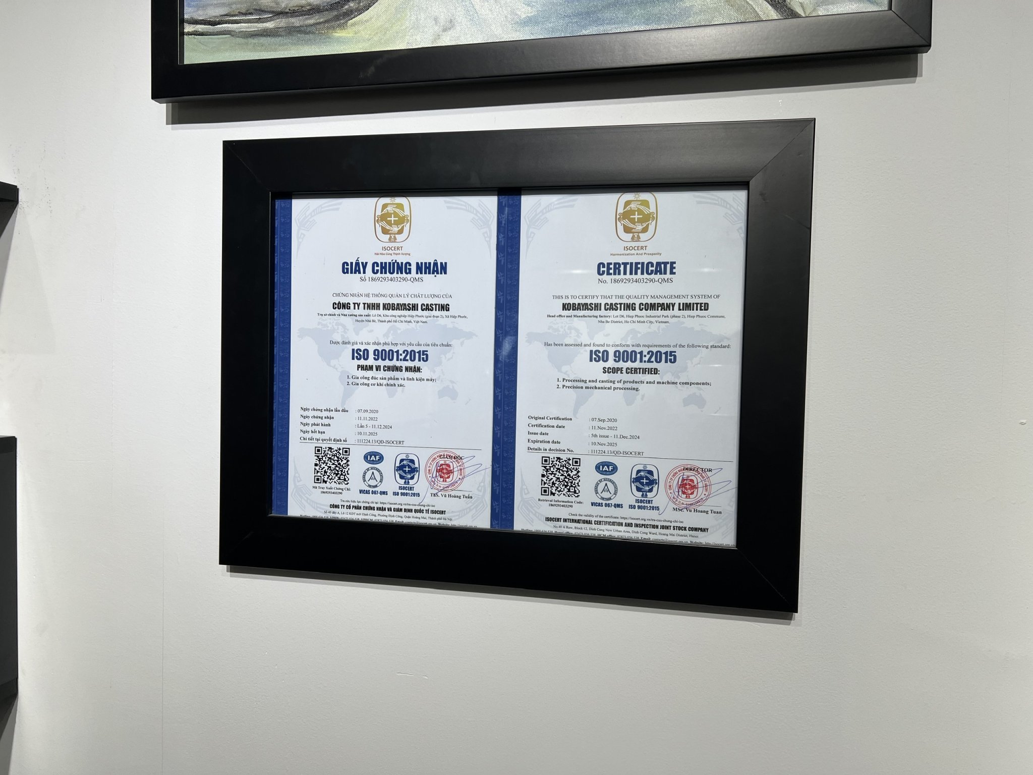 Certificate of ISO 9001-2015